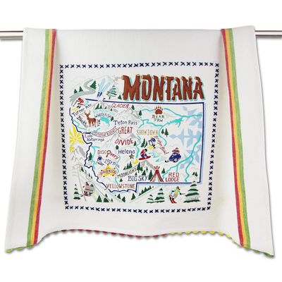 Ski Montana Dish Towel with Embroidery