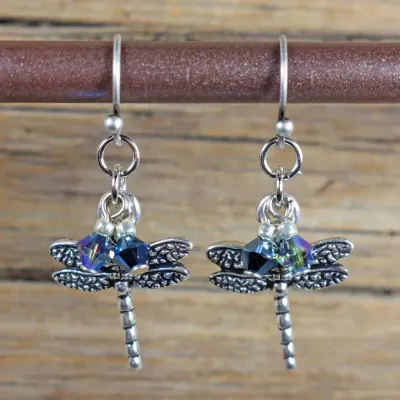 Dragonfly Shimmer Skimmer Blue Earrings