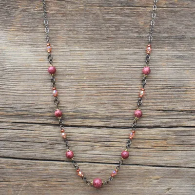 Carnelian Rose &amp; Agate Choker