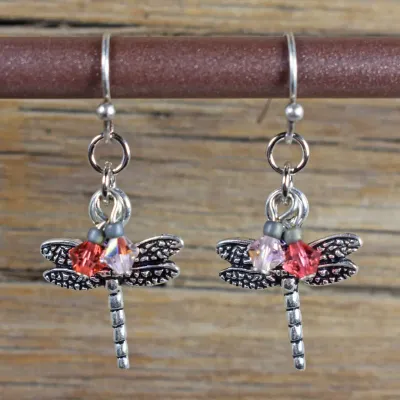 Dragonfly Shimmer Skimmer Pink Earrings