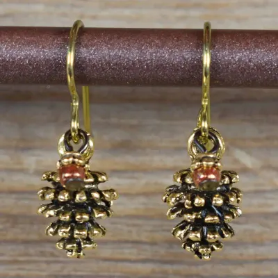 Gold Pinecones Earrings