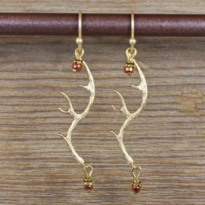 Gold Elk Antler Earrings
