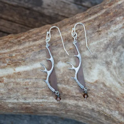 Smoky Topaz Antler Earrings