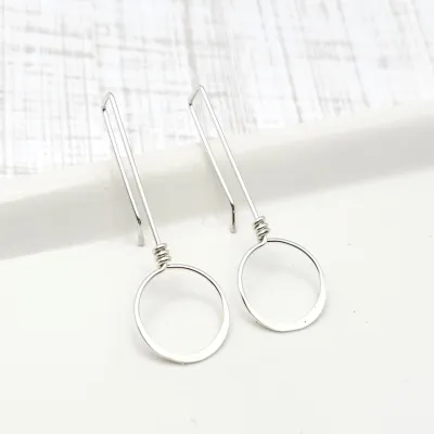 Earrings - Silver Threader Hoops