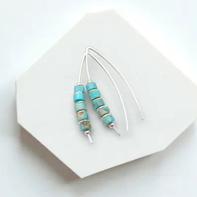 Earrings - Silver Turquoise Threader