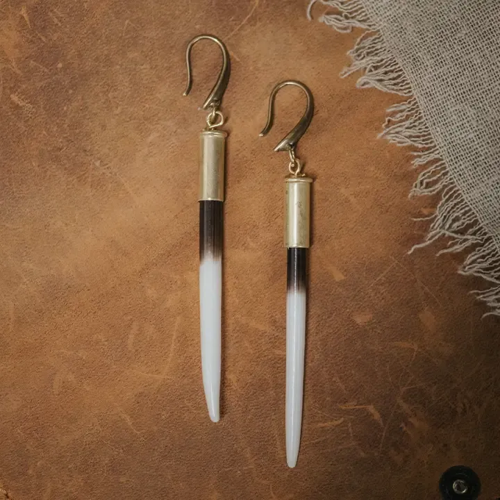 Brass Hook Quill Earrings