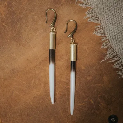 Brass Hook Quill Earrings