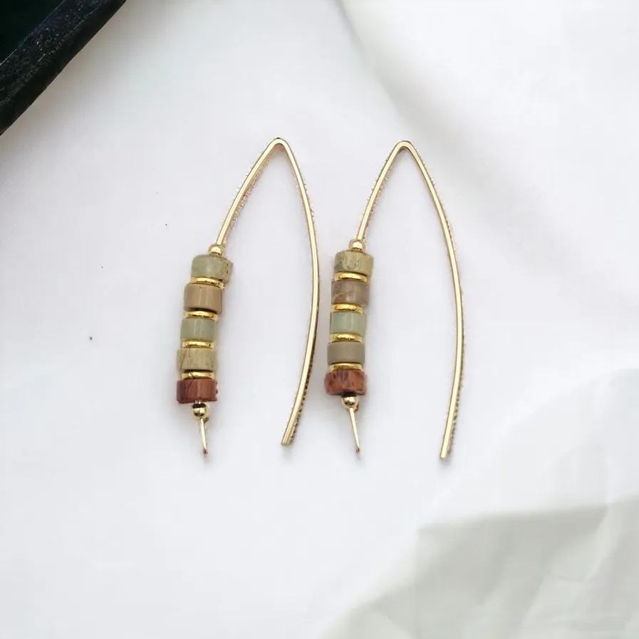 Earrings - Gold Earth Jasper Threader