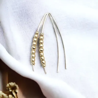 Earrings - Gold and Silver Wishbone