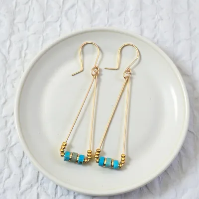 Earrings - Gold Turquoise Triangle