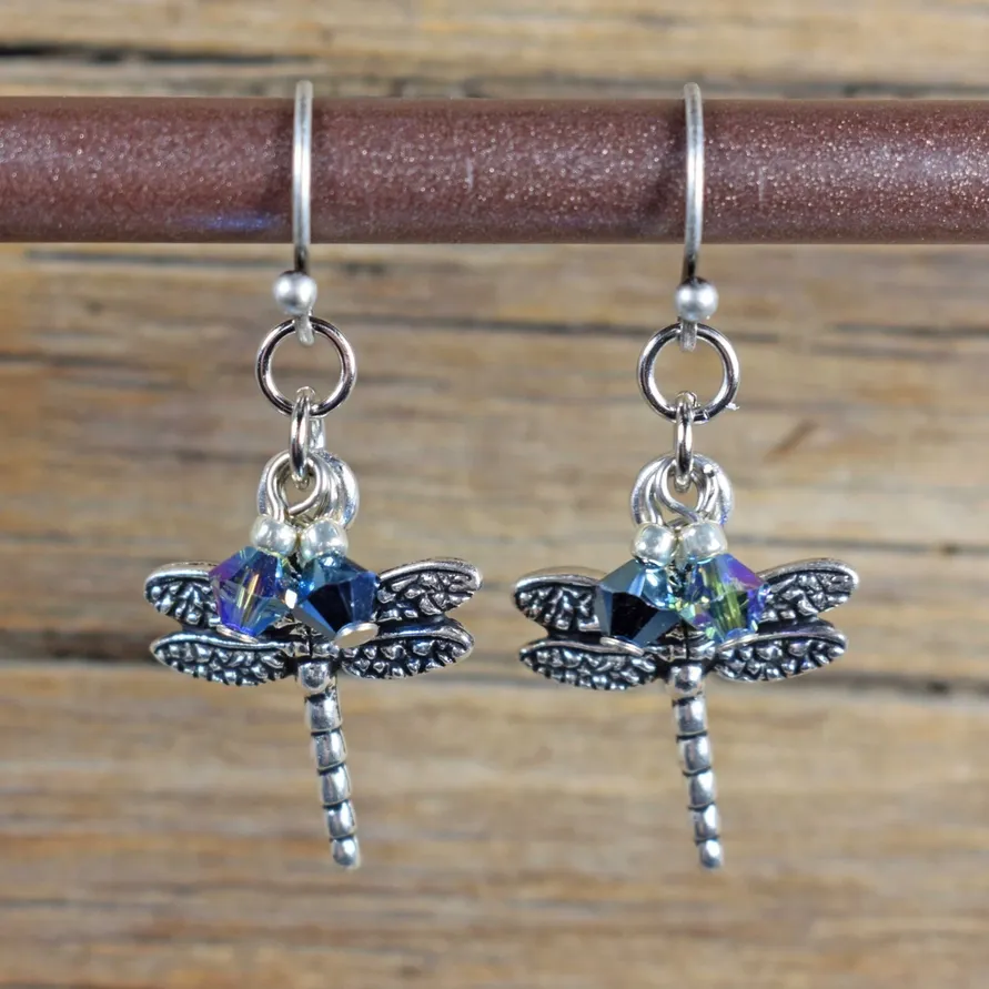 Dragonfly Shimmer Skimmer Blue Earrings
