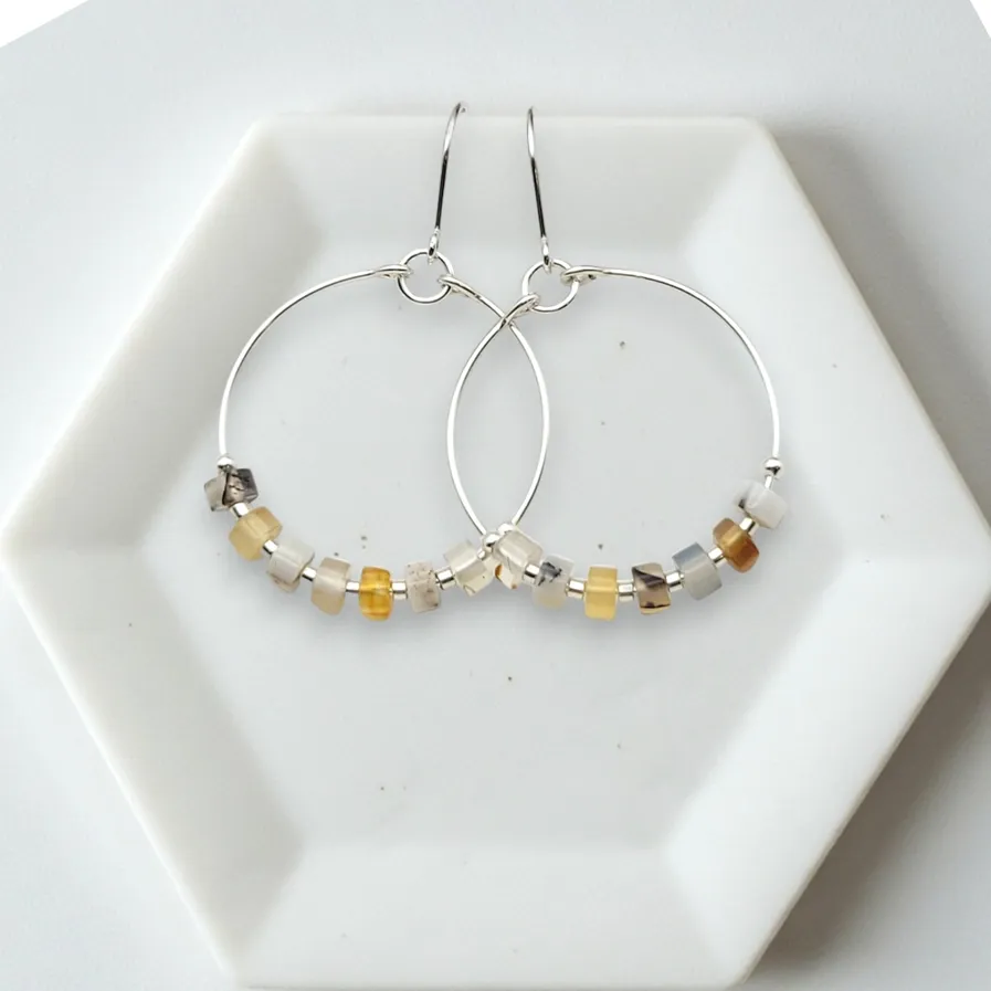 Earrings - Montana Agate Hoops