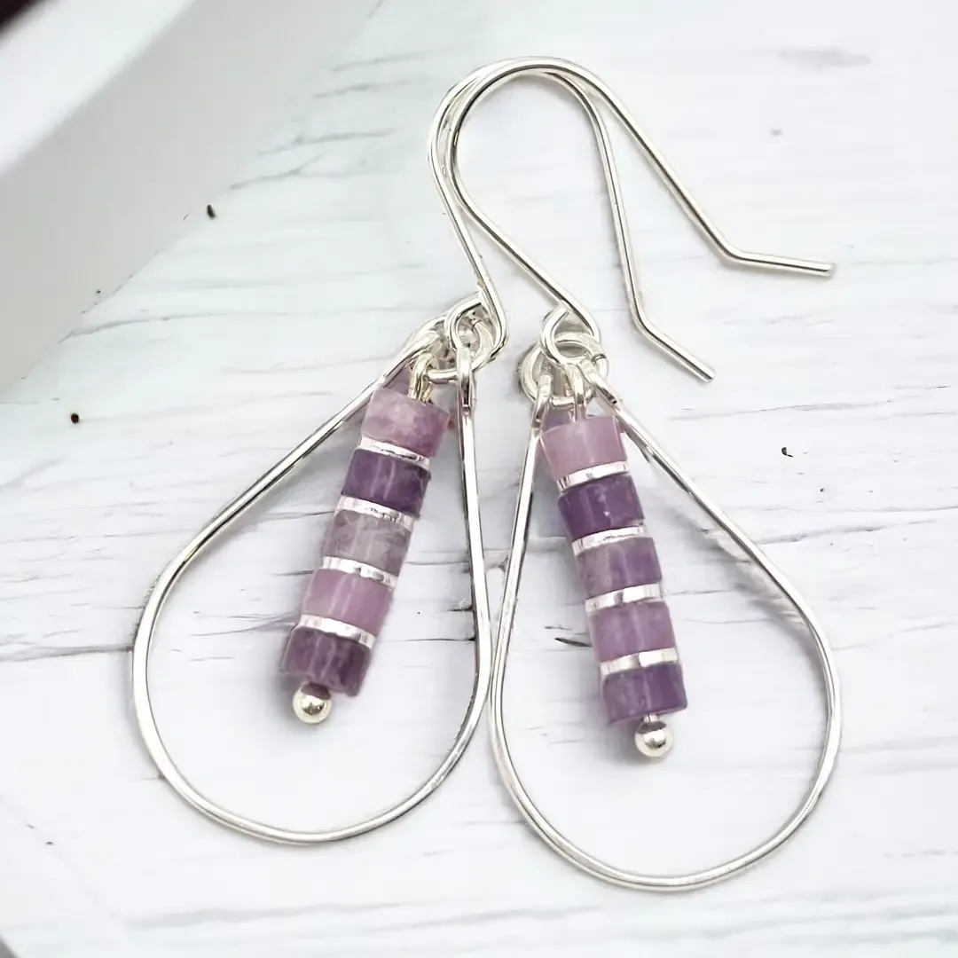 Earrings - Silver Amethyst Teardrop