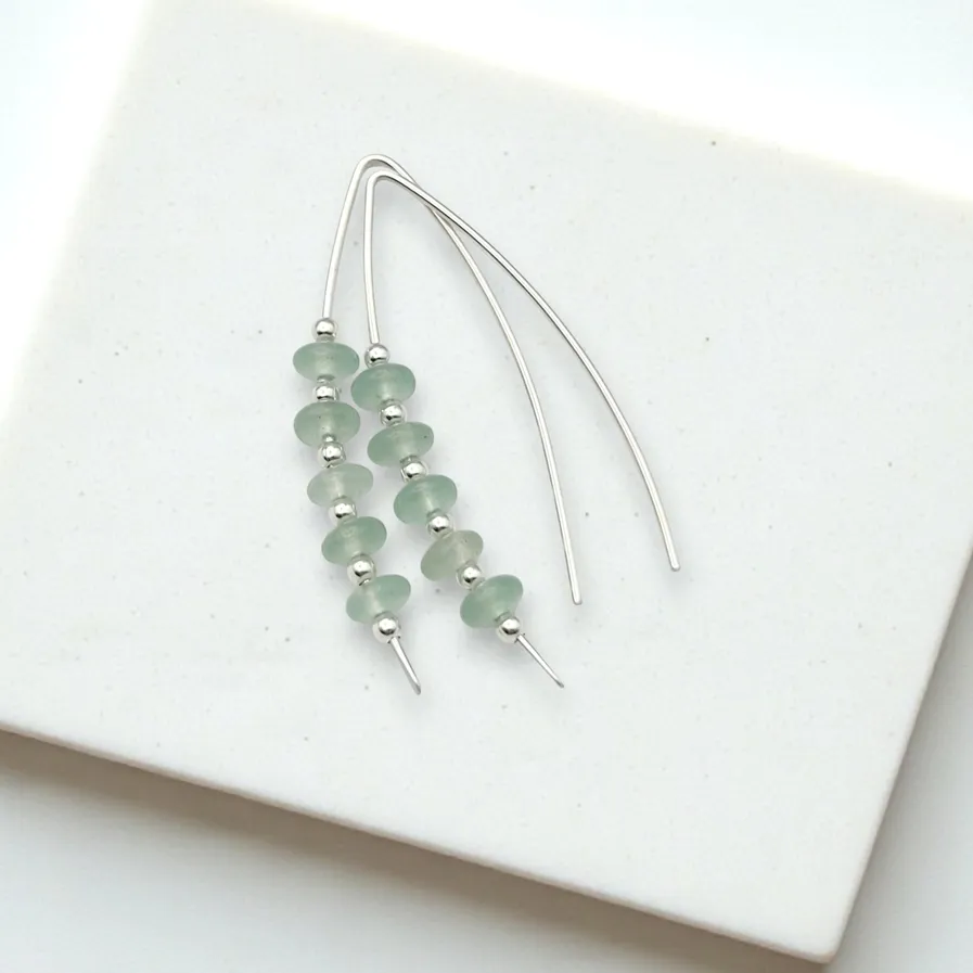 Earrings - Silver Green Aventurine Threader