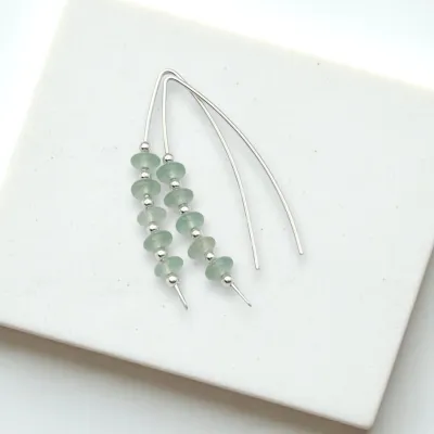 Earrings - Silver Green Aventurine Threader