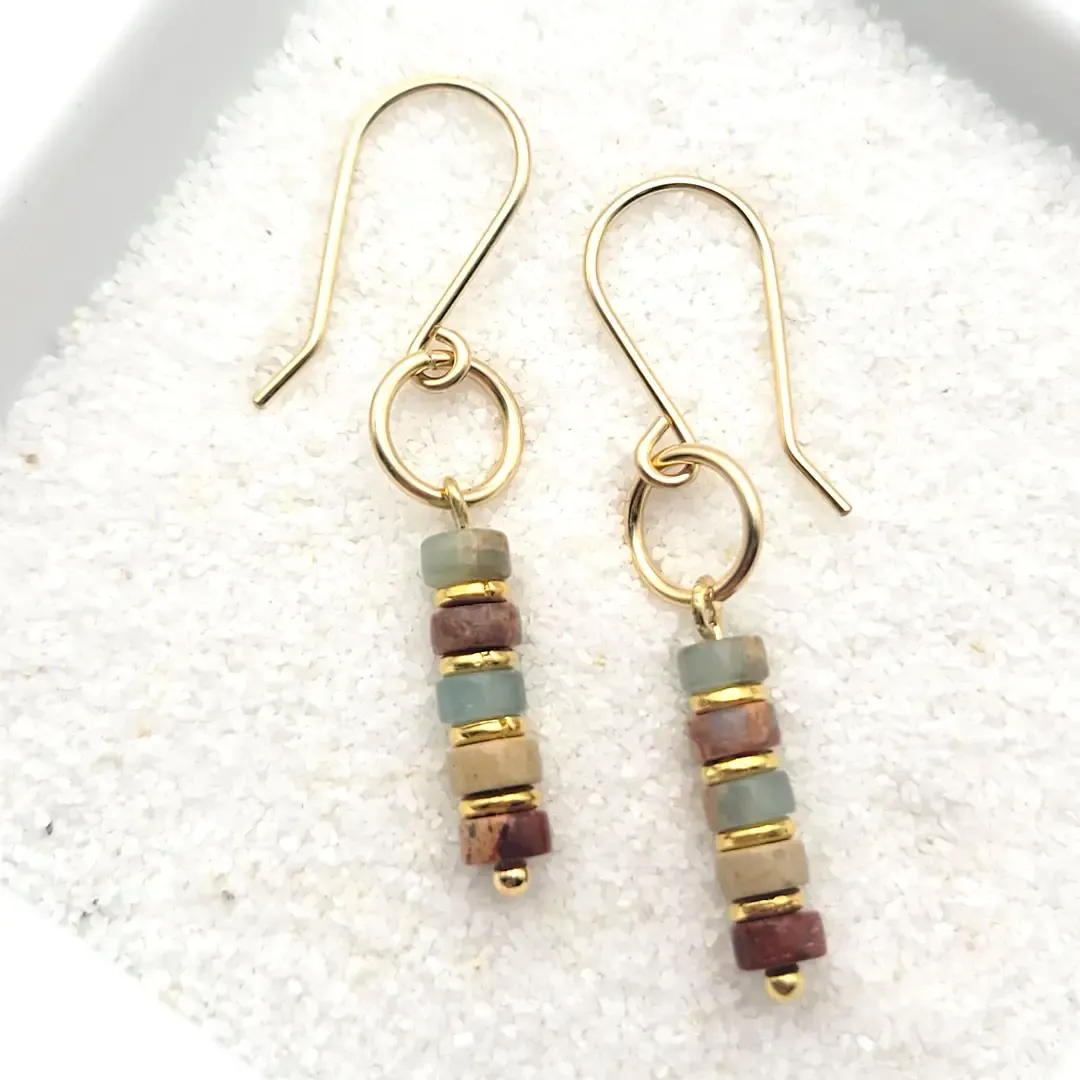 Earrings - Gold Earth Tone Dangle