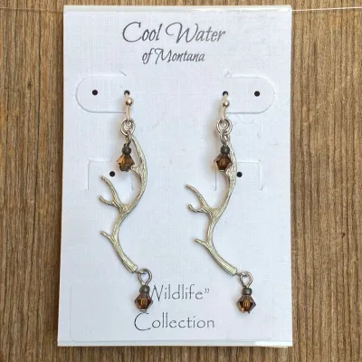 Smoky Topaz Antler Earrings