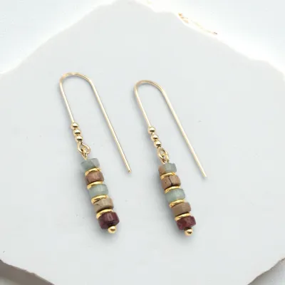 Earrings - Gold Earth Beads Dangle