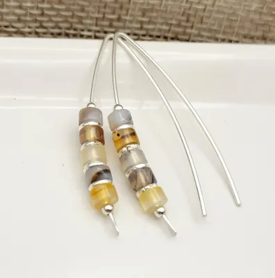 Earrings - Montana Agate Threaders