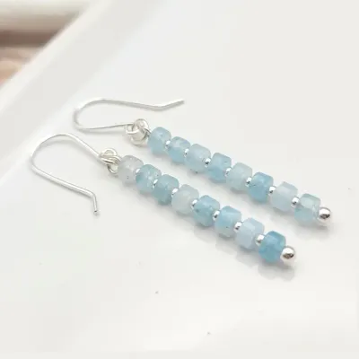 Earrings - Silver Aquamarine Dangle