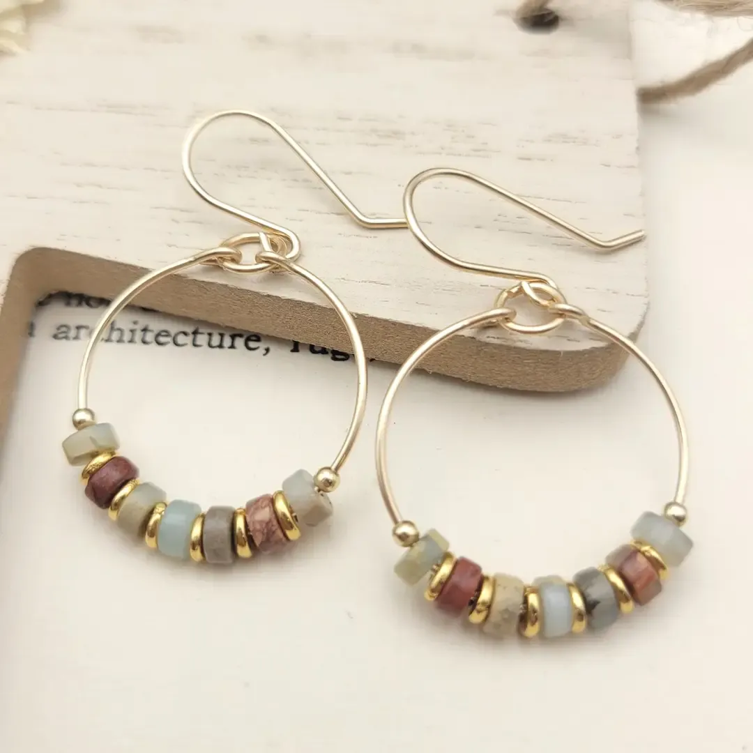 Earth Jasper Hoop Earrings