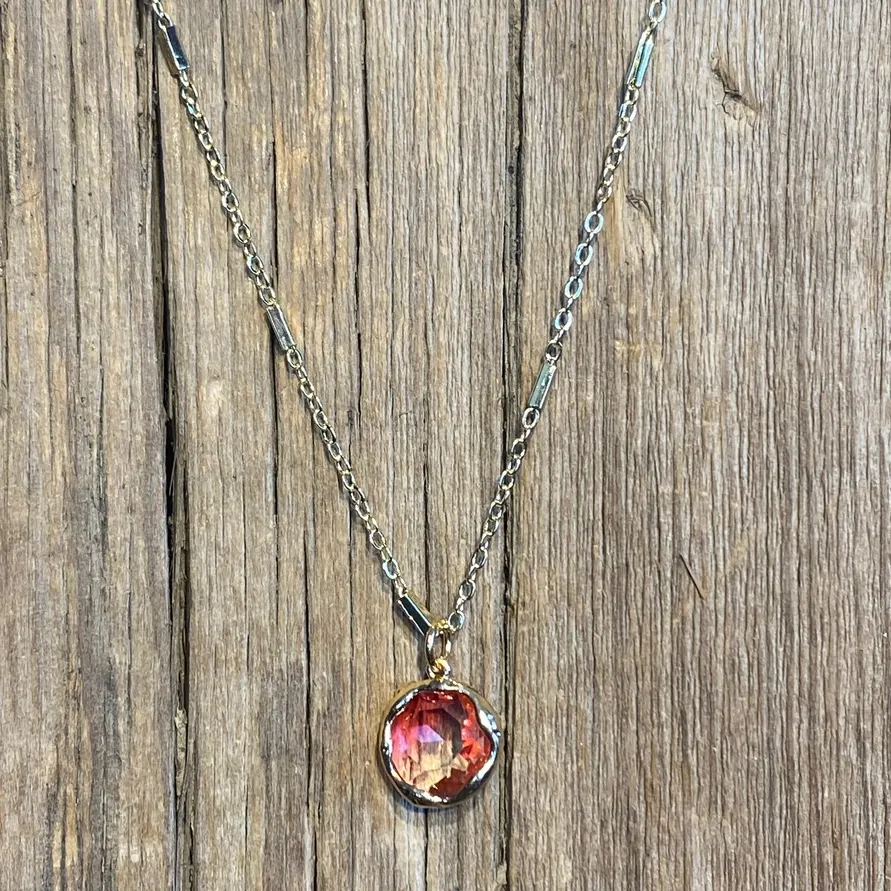 Ombre Pink Crystal Necklace