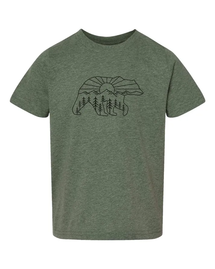 Sunrise Bear Olive Kids T-Shirt