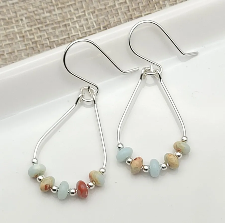 Earrings - Blue Jasper Silver Tear