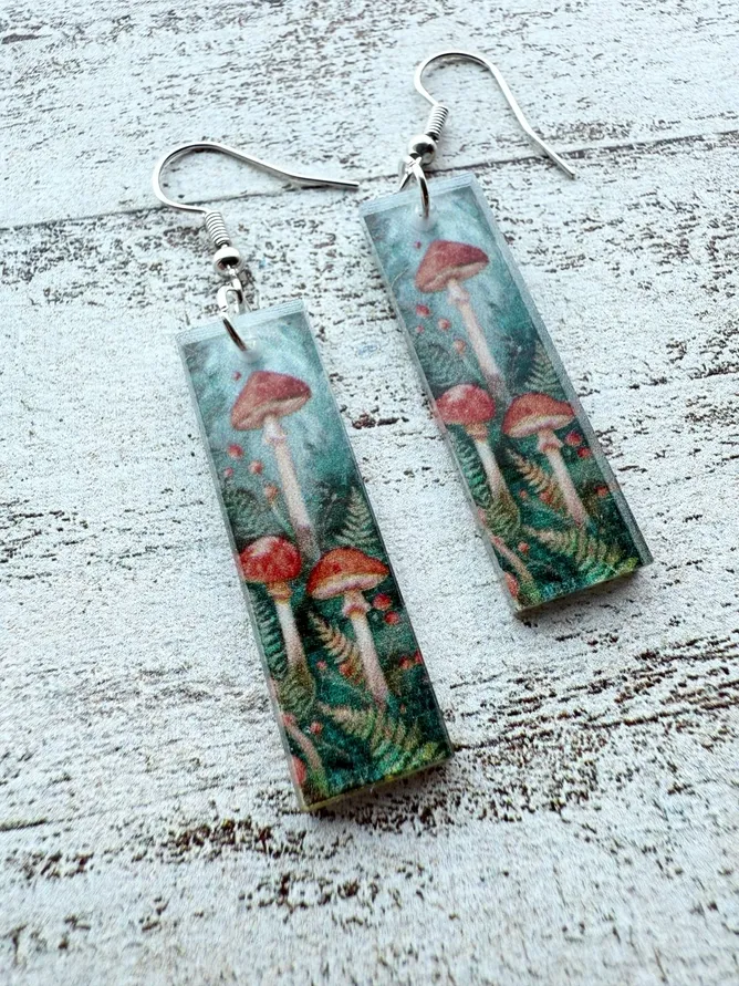 Mushroom Acrylic Bar Earrings