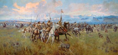 Lewis &amp; Clark Meeting Indians at Ross Hole Print