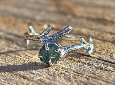 Raw Montana Sapphire Branch Ring