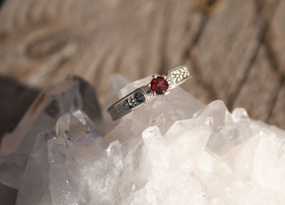 Garnet Herringbone Ring