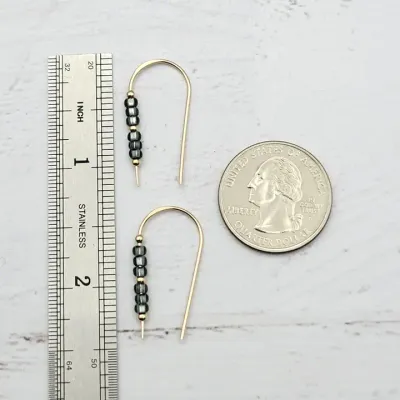 Smokey Quartz Bead Gold Threader Earrings