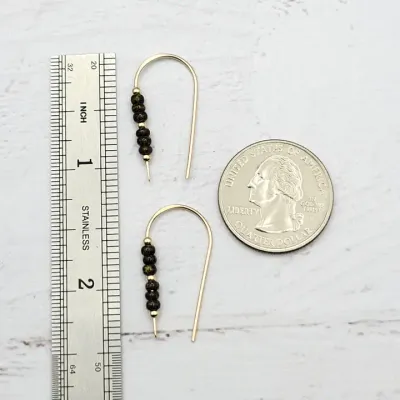 Olive Beaded Gold Threader Earrings