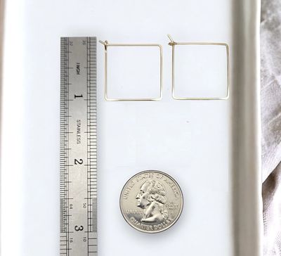 Square Hoop Gold Earrings