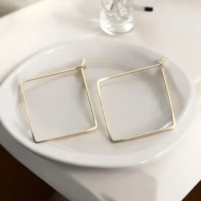 Square Hoop Gold Earrings