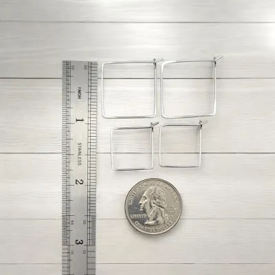 Square Hoop Silver Earrings