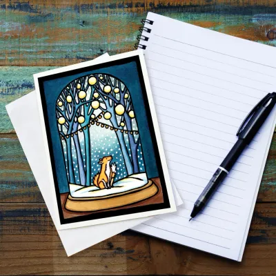 Card - Fox Snow Globe