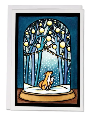Card - Fox Snow Globe