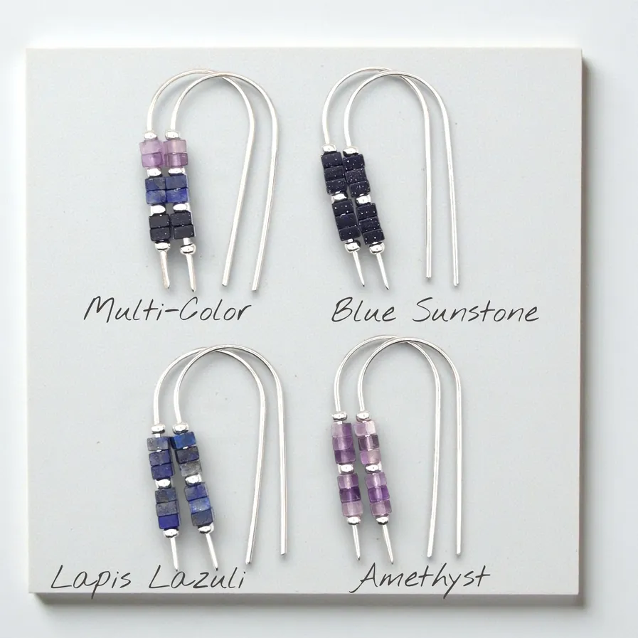 Small Multicolored Gemstone Threaders