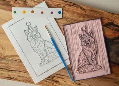 Fox Party Animal Watercolor Card Kit