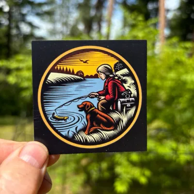 Girl Fishing w/ Dog - Mini Notes