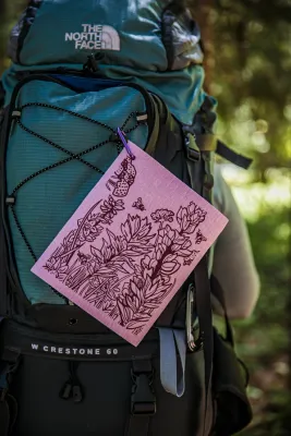 Wildflowers and Bees Swedish Dishcloth w/Carabiner