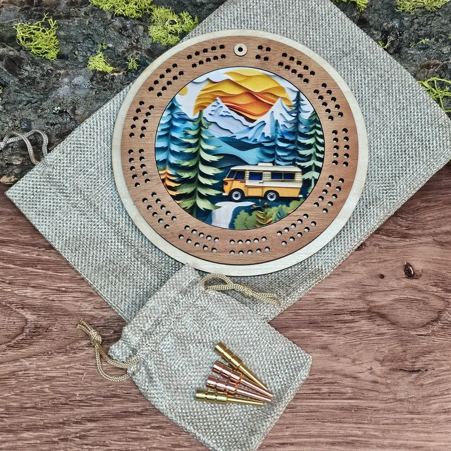 Camper Travel Cribbage Board