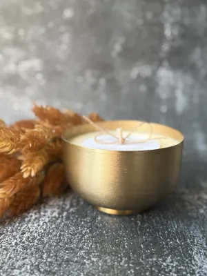 Brushed Brass Bowl 14oz Candle