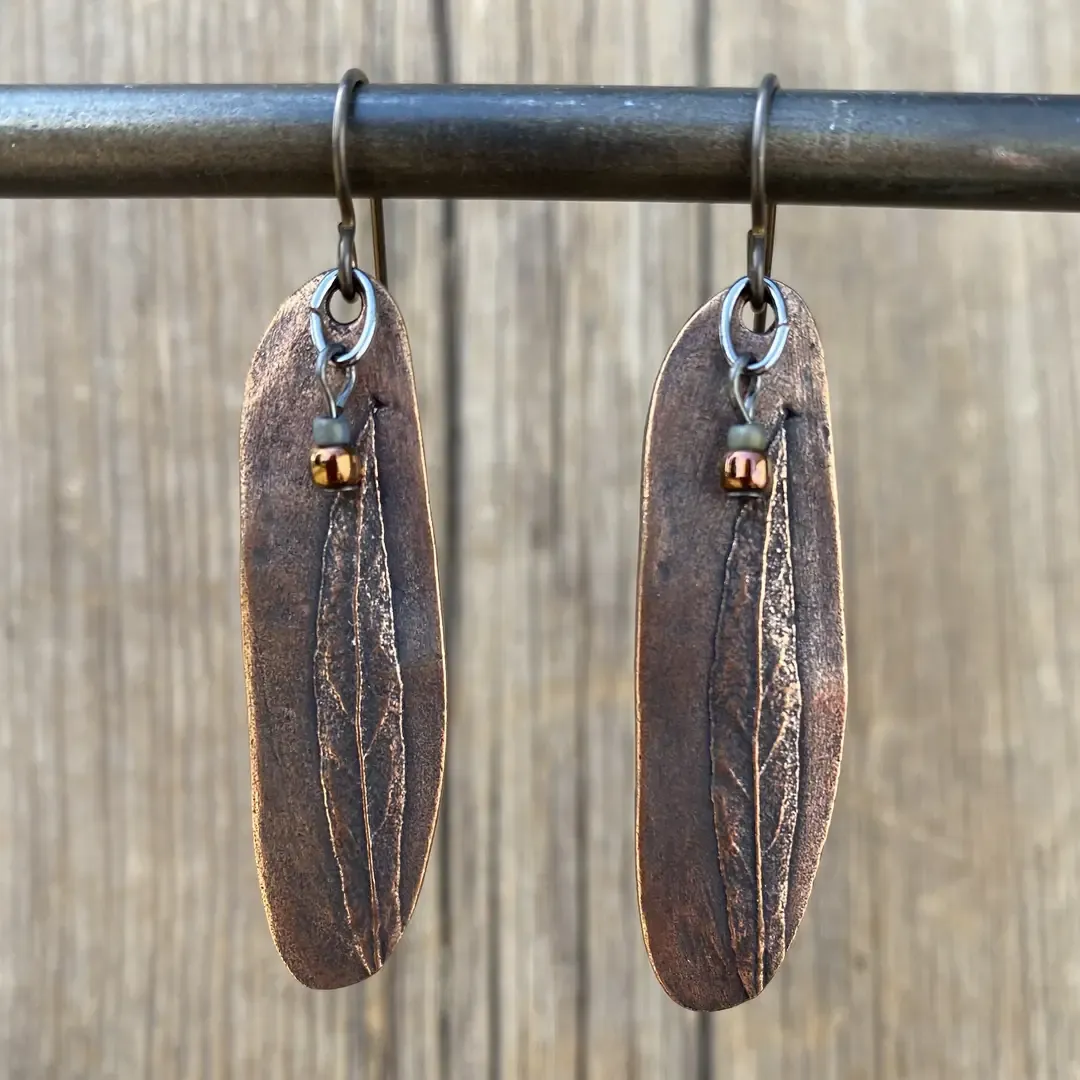 Forest Leaf Copper Earrings