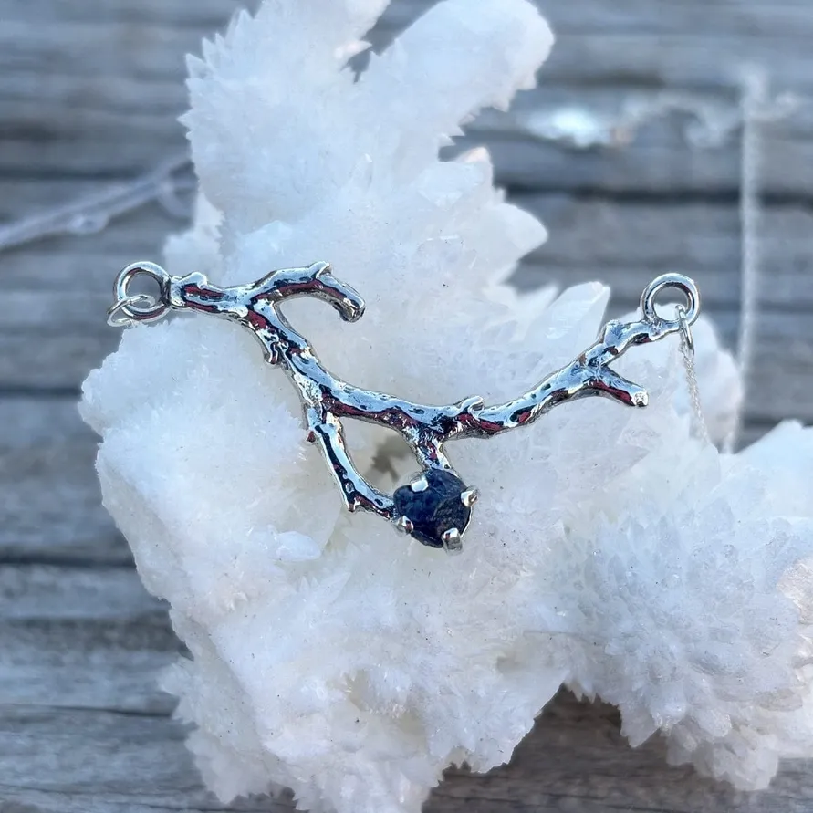 Raw Sapphire Branch Necklace