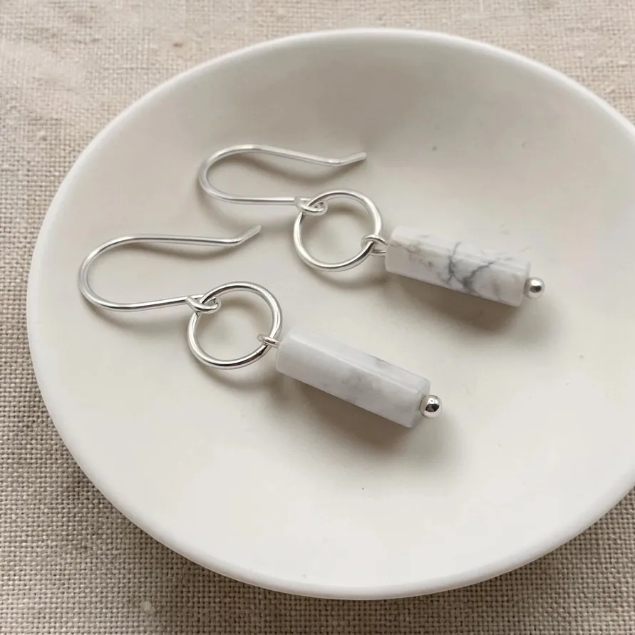 Americana Howlite Hoop Earring