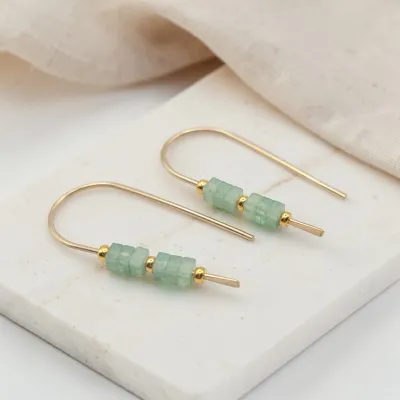 Mini Aventurine Gemstone Threader Earrings