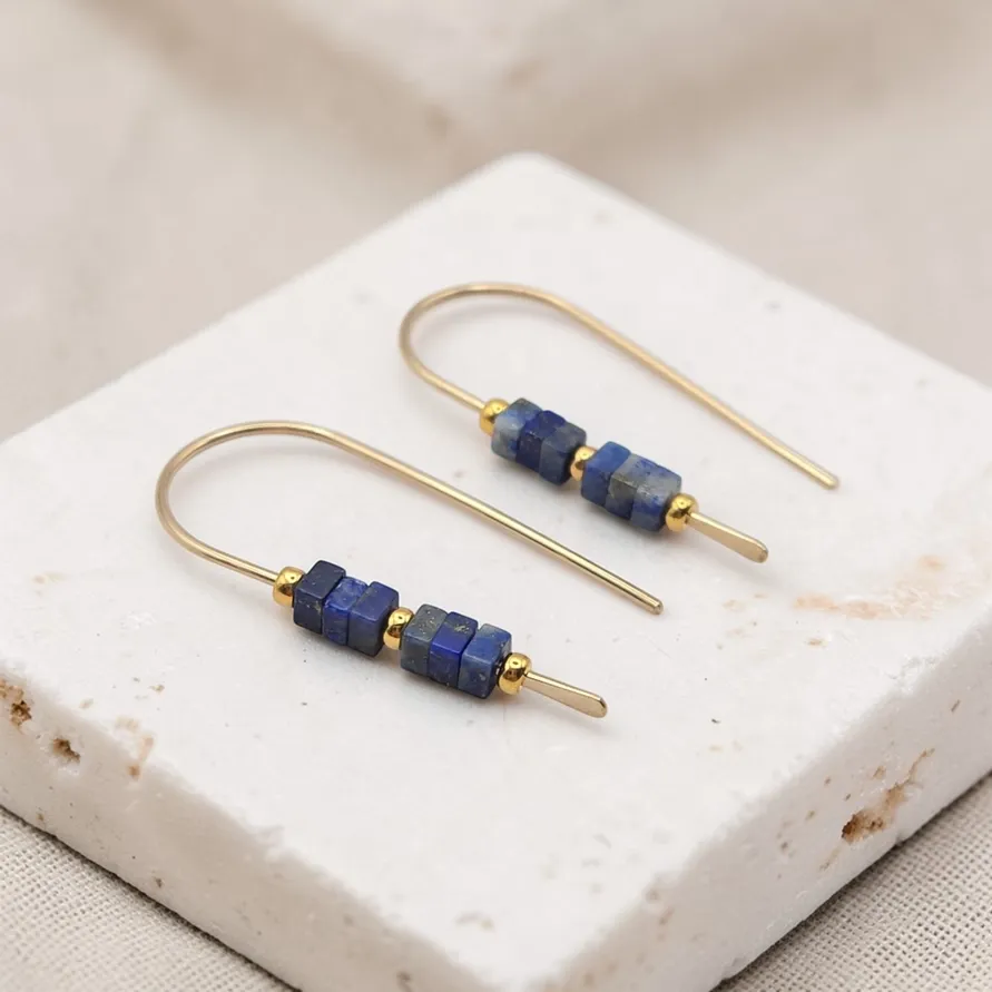 Small Lapis Lazuli Threader Earrings